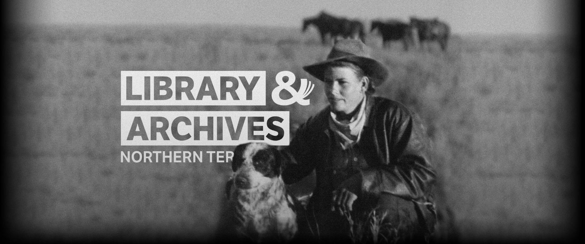 Black and white photo of woman and cattle dog with LANT logo