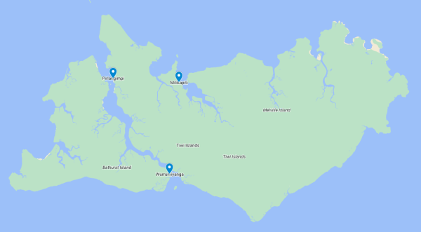 Google Map of Tiwi Islands