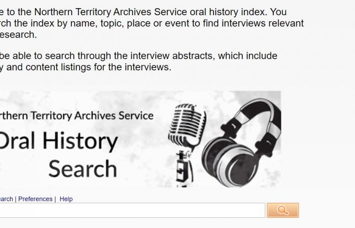 Screen shot of Oral history search interface
