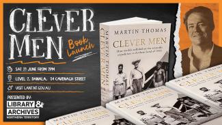 Promotional image including event details text, photograph of the author and photograph of the books.