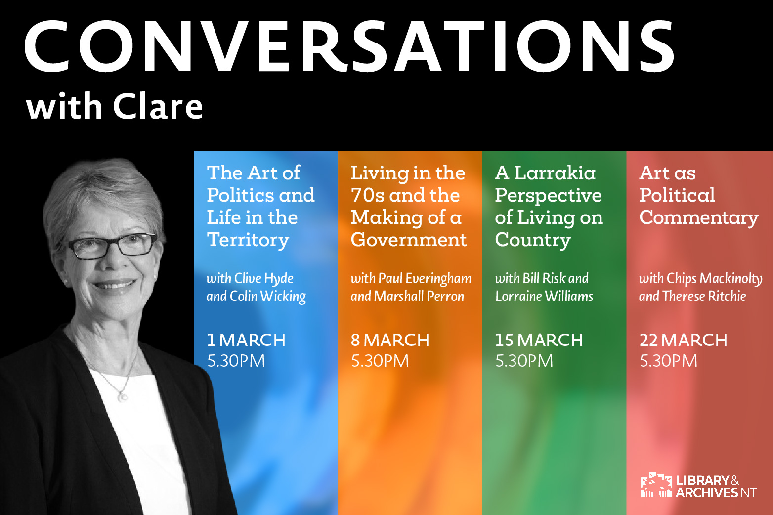 'Conversations with Clare' Events on in March at the NT Library