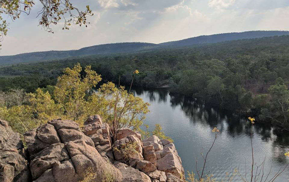 Landscape of trees and rocks in Katherine Gorge