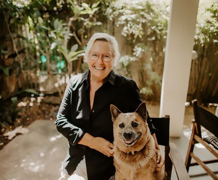 Picture of Sally Gearin with her dog - a red heeler named ruby