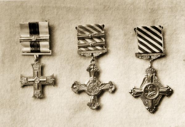 Sir Ross Smith’s Military Cross and Bar, Distinguished Flying Cross and Air Force Cross.