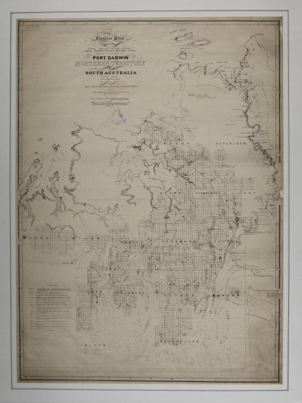 GW Goyder’s General Plan showing natural features of the country, towns, reserves, roads & sectional lands at, and in the vicinity of Port Darwin, Northern Territory of South Australia