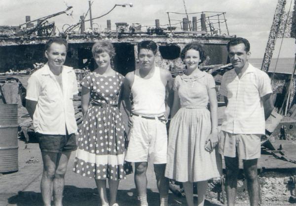 Darwin residents tour the MV British Motorist in 1960.